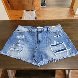 KanCan Distressed High Rise Denim Shorts